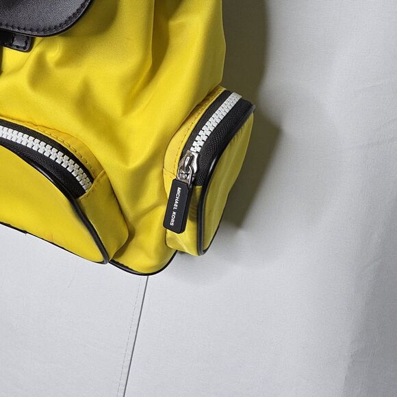 Michael Kors Abbey Lg Cargo Nylon Backpack Yellow Black Casual Preppy Colorful - Picture 6 of 14